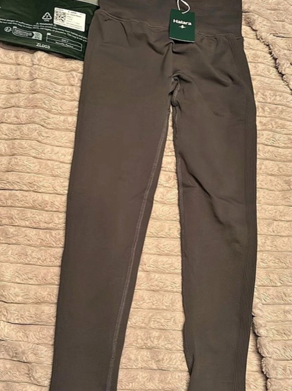 Halara OneForm Seamless Flow High Waisted Ruched Plain Leggings Brown Leggings